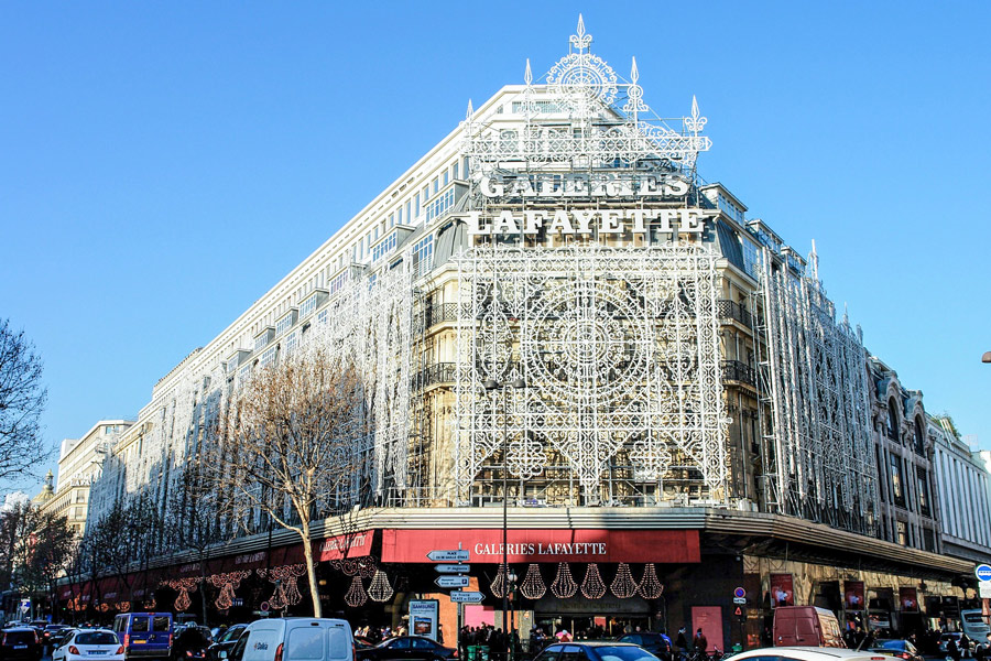 Galeries Lafayette. De beste winkelstraten van Parijs.