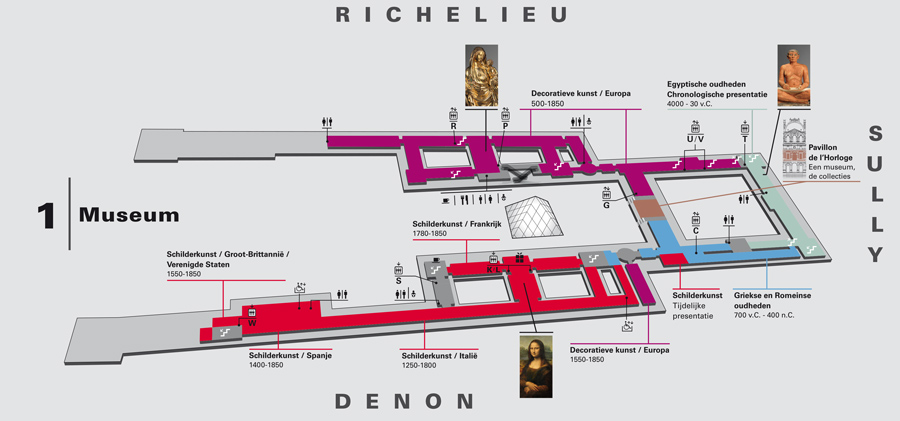 Plattegrond Louvre Museum Eerste Verdieping