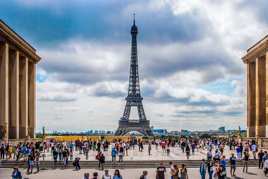 Uitzicht op de Eiffeltoren vanaf Trocadéro.