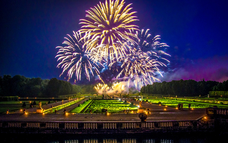 Vuurwerk bij het kasteel van Vaux-le-Victome