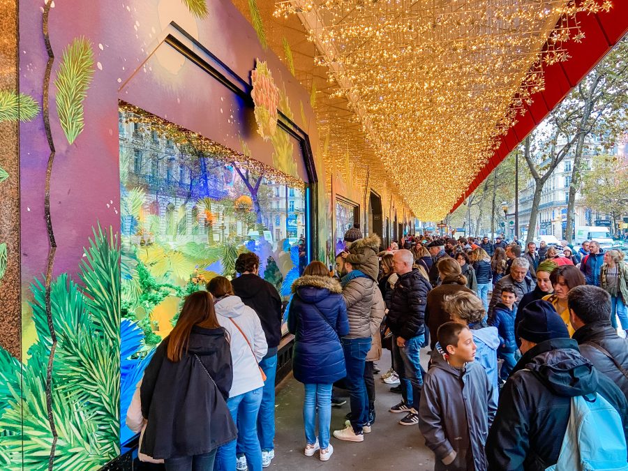 Etalages galeries Lafayette kerst in Parijs