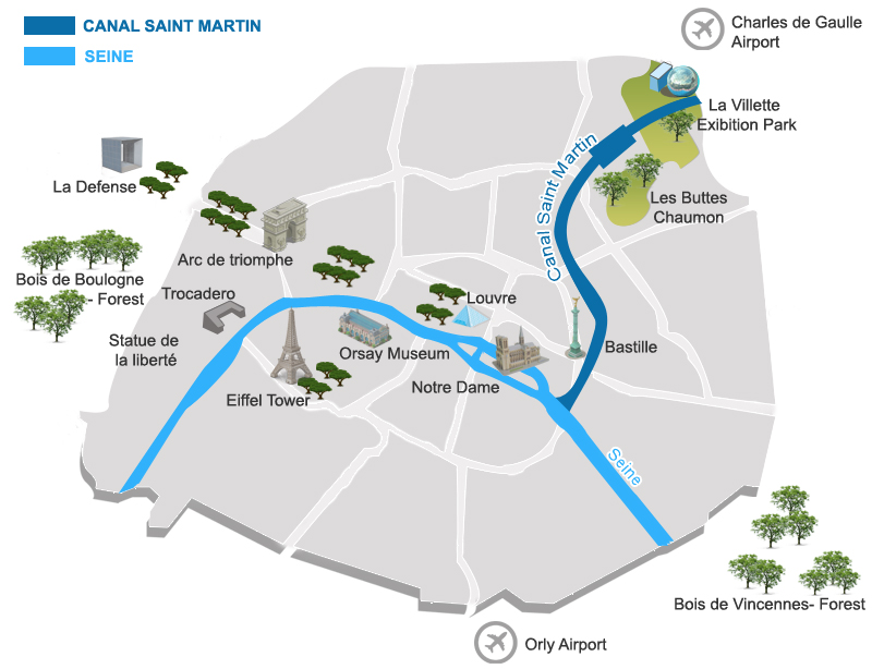 kaart canal saint Martin Parijs