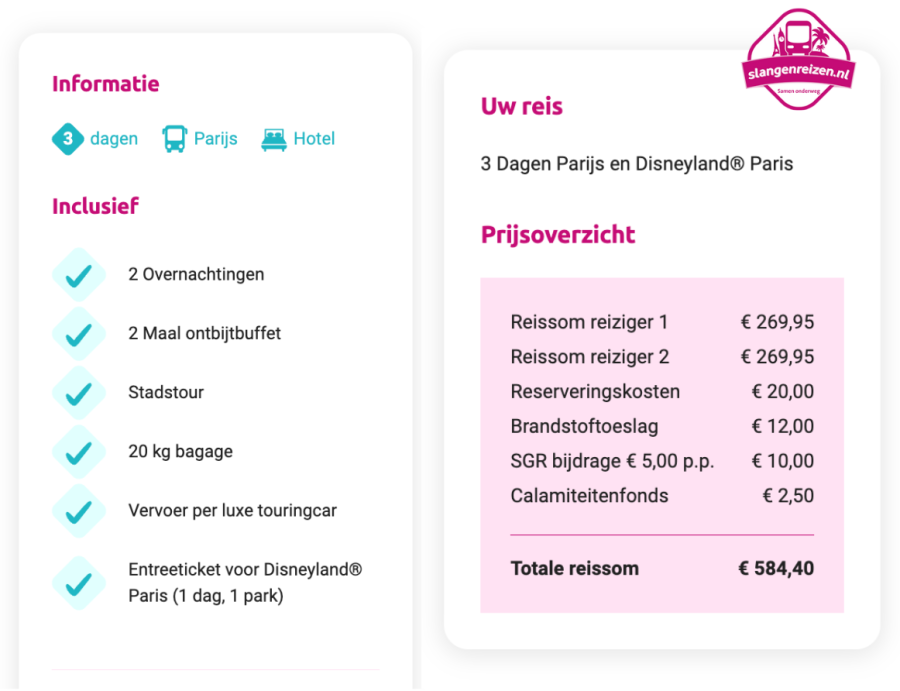 slangenreizen busreis naar parijs