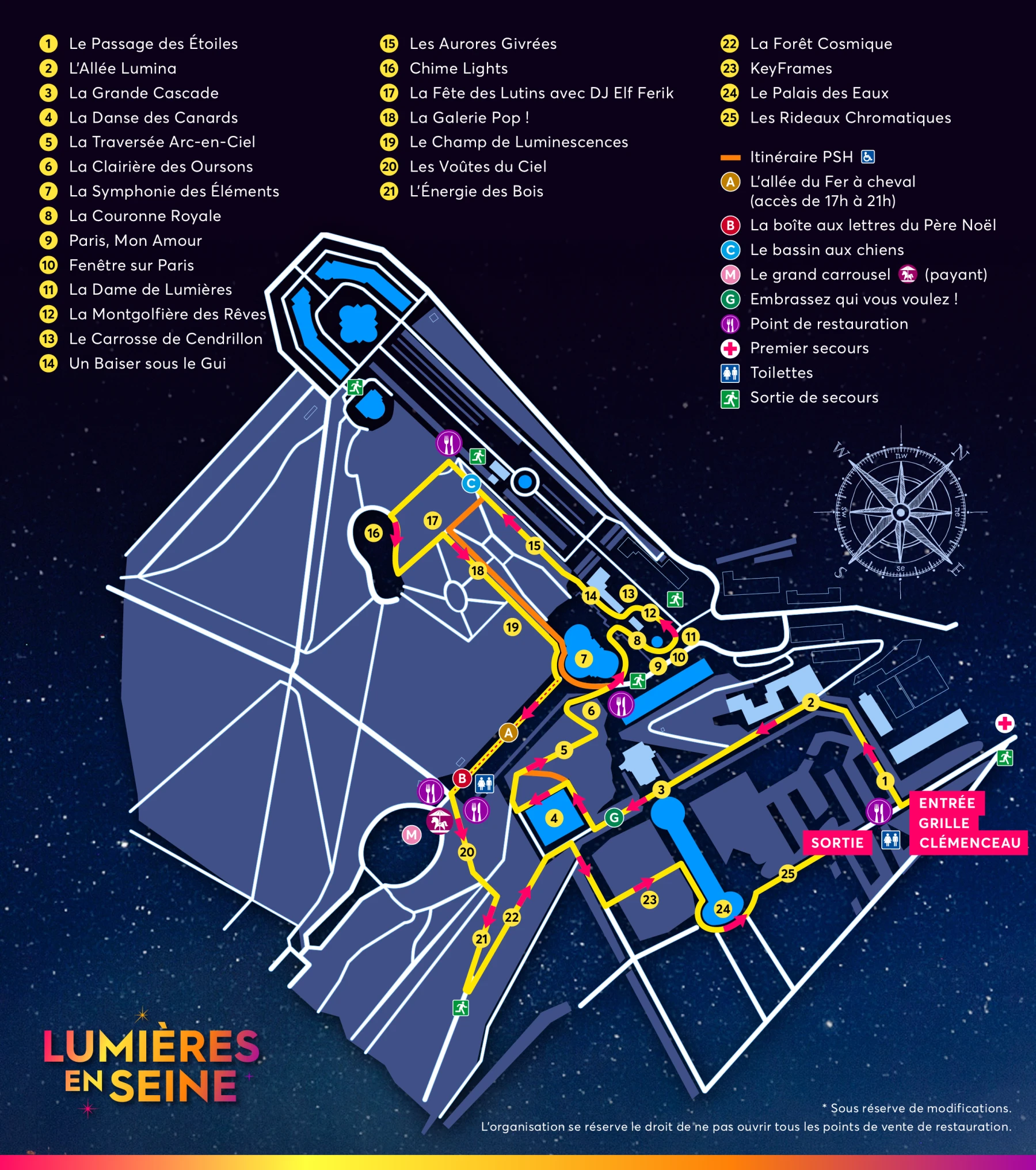 Lumieres en seine kerst in Parijs plattegrond